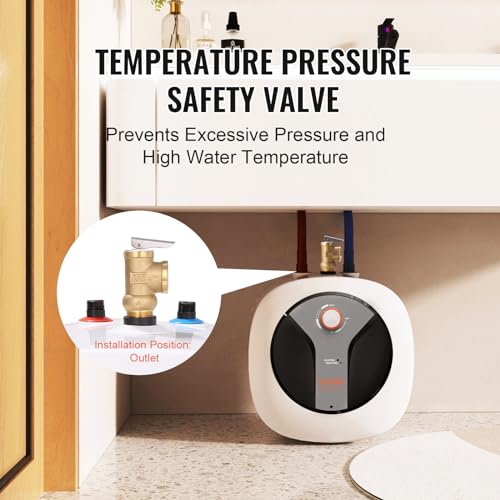 VEVOR 1440W Hot Water Boiler Storage, Electric Mini-Tank Water Heater 8-Gallon Tank, Safety Temperature Pressure Valve Easy Install, for Kichen Bathroom Restaurant, Shelf Wall Floor Mounted by VEVOR - Image 4