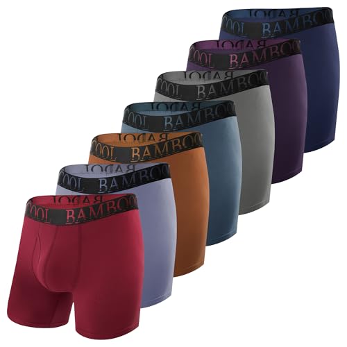 BAMBOO COOL Men's Ultra ComfortSoft Underwear, Moisture Wicking & Breathable No Ride Up Boxer Briefs with Fly, Multipack