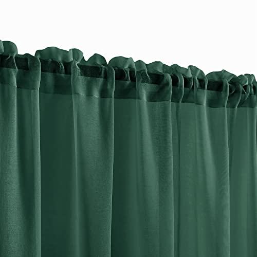 Xtmyi Dark Green Bedroom Window Curtain Panels 63 Inches Long Set Of 2 Panels Christmas Rod Pocket Solid Transparent Sheer Voile Decorative Drapes For Living Room 63 Inch Length,Emerald Hunter Green #TOP5