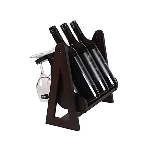 Soporte para vino de madera 3 botellas y 4 copas
