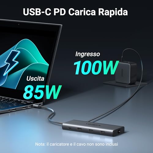 Revodok Pro 210 Docking Station USB C 10 In 1 Doppio HDMI 8K30Hz 4K60Hz Hub Adattatore Type C Ethernet Gigabit PD 100W Lettore Schede SD TF Compatibile con MacBook Air M2 M1 - Hub USB - Immagine 5