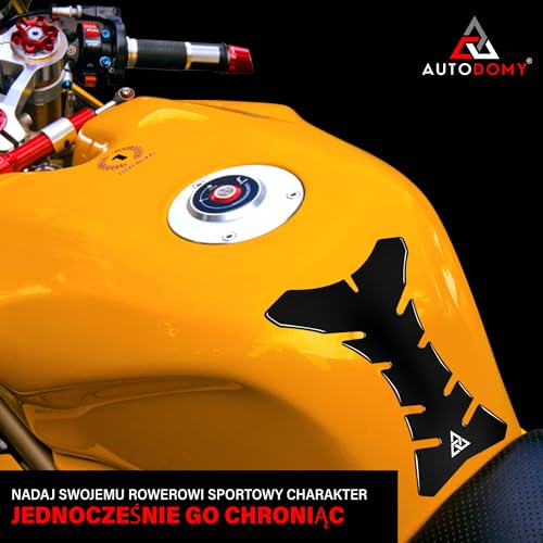 Autodomy Ochrona Zbiornika Paliwa Motocykla Węgiel Czarny V2 20x14 cm | Ochrona Zbiornika Motocykla Odporna na Deszcz i Słońce | Naklejka Zbiornika Pasująca do Każdego Modelu