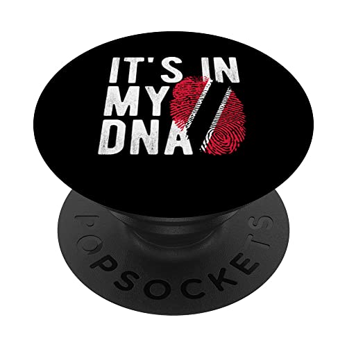 it's in my DNA Trinidad and Tobago flag Fingerprint PopSockets Swappable PopGrip, Black