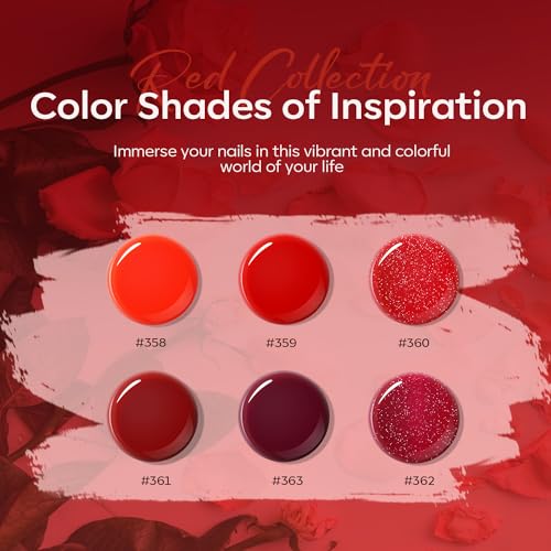 Image of modelones Poly Nail Gel Set 6 Colors Popular Red Collection Bright Wine