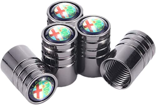4 Pièces Métal Capuchon de Valve Auto pour Alfa Romeo Giulia Stelvio, Capuchon Antipoussière, Étanche Bouchon de Valve, Anti Rouille Couvre-Valve Cover