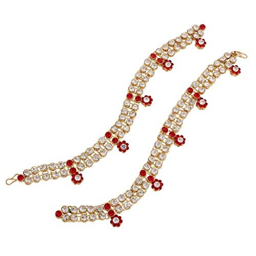 I Jewels Traditional Gold Plated Elegantly Handcrafted Stone Studded Payal Anklets Jewellery for Women & Girls (A004R) (Red) (B016BWB2XE) Amazon Price History, Amazon Price Tracker