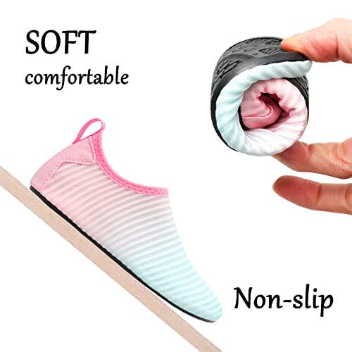 Joinfree Kids Beach Water Shoes Slip On Swim Skin Aqua Socks Shoes Mint Pink 1-2 Little Kid #TOP4