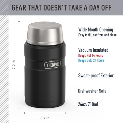 Image of THERMOS Stainless King Vacuum-Insulated Food Jar, 24 Ounce, Matte Black