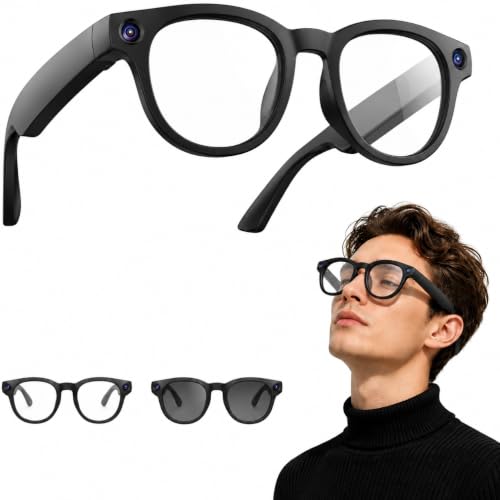 Indelala AI Smart Glasses with 8MP Camera, 6-Axis EIS 1200P Video Recording Bluetooth 5.4 Open-Ear Audio with ChatGPT Translation for Cycling & Vlogging, 42g Lightweight