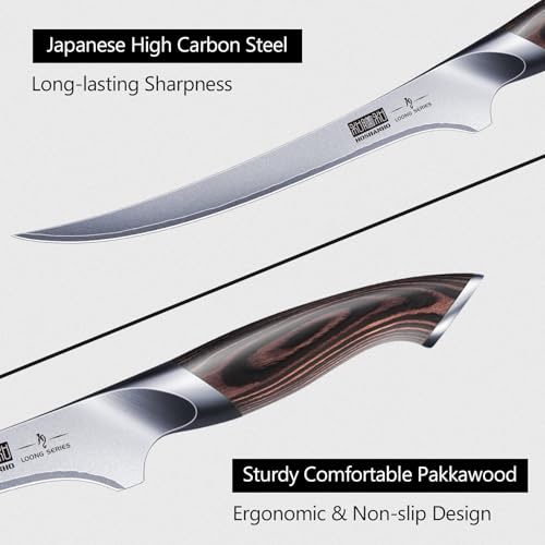HOSHANHO Fillet Knife 9 Inch, Super Sharp Boning Knife in High Carbon Stainless Steel, Professional Japanese Fish Knives for Meat Poultry Cutting - Image 5