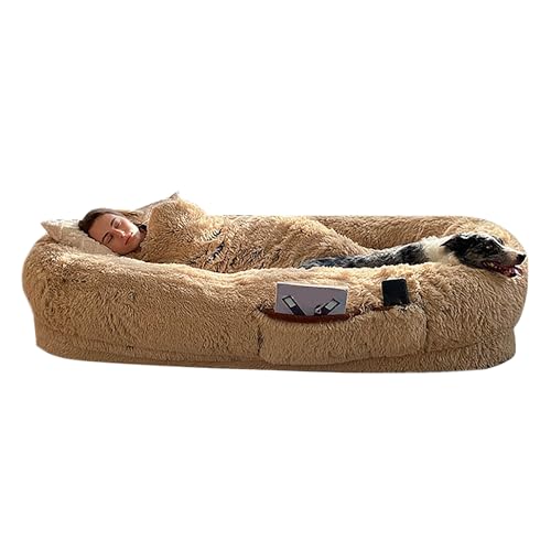 Large Cama de Espuma viscoelástica for Perros, 185*120*30cm, Cama ortopédica for Perros, cojin gato, Cama gigante for perros for humanos y mascotas, sofá con Funda extraíble Lavable ( Color : Brown ,