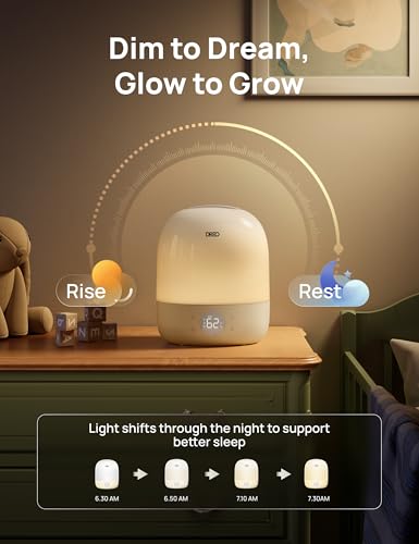 Image of DREO Smart Humidifiers for Bedroom Baby HM409S, 1500+ RGB Night Light & Sleep Routine Trainer, Ultra Quiet 28dB & 3L Top Fill Cool Mist Humidifier for Nursery, Air humidifier for Plants Indoor, Yellow