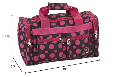 Image of Rockland 19 inch Polyester Duffel Bag, Black Pink Dot