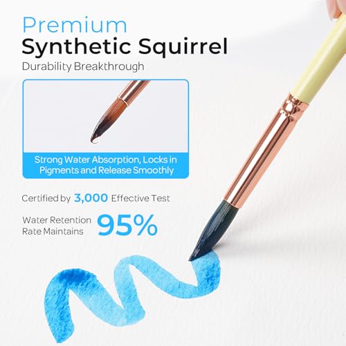 Nicpro 10PCS Aesthetic Pastel Watercolour Brushes Set, Professional Water Colour Paint Brush, Round, Cat Tongue, Liner, Dagger, Wash for Adult, Beginners, Watercolour, Inks, Gouache - with Holder