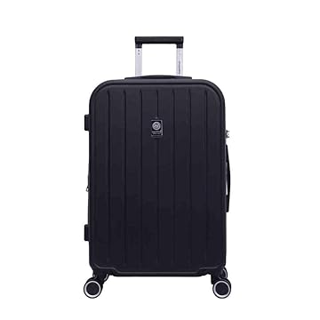 Mala de Viagem Média Chicago 23kg Rígida ABS com 4 Rodas duplas 360º e Trava de segredo númerico TSA, divisória interna com zíper e elástico de fixação, Preto, Santino - ASDV222M
