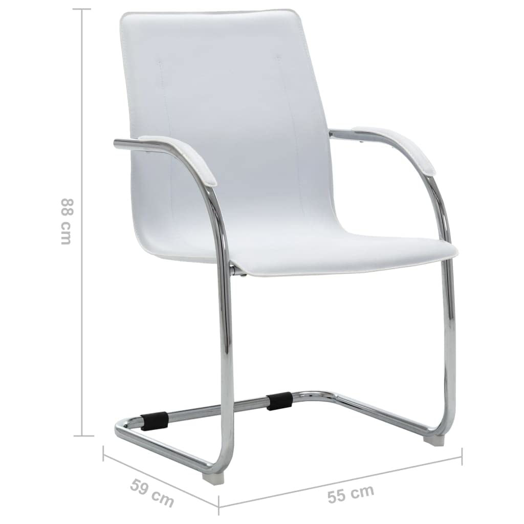 Sedia da ufficio cantilever in ecopelle bianca