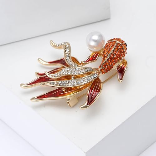 Image of Rhinestone Goldfish Brooches and Pins for Women Fashion Accessories Clothing Pins