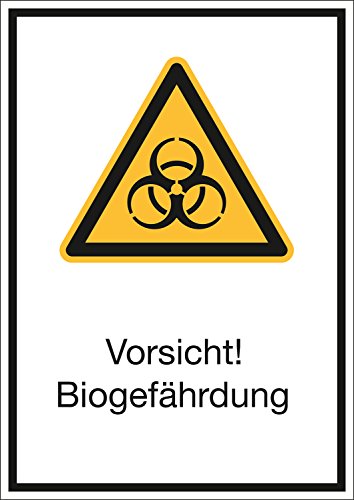 Vorsicht Biogefährdung Kombischild, PVC-Folie selbsklebend, 210 x 297 mm, Warnzeichen Aufkleber, Piktogramm nach ASR A1.3 / ISO 7010 W009 Cover