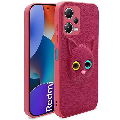 Image of Pikkme Redmi Note 12 Pro Plus 5G Back Cover for Girls | Cute Cat Leather Finish | Soft TPU | Case for Redmi Note 12 Pro Plus 5G (Pink)