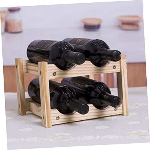 Soporte para botellas de vino de madera compacto para hogar miniatura 4