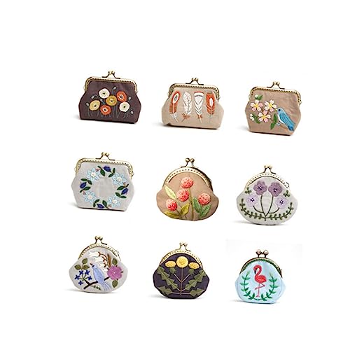 EXCEART 1 Set ladies wallet flower kit coin purses for women embroidery coin purs for beginners change purse Mini embroidery kit for beginners small change crafting supplies Miss