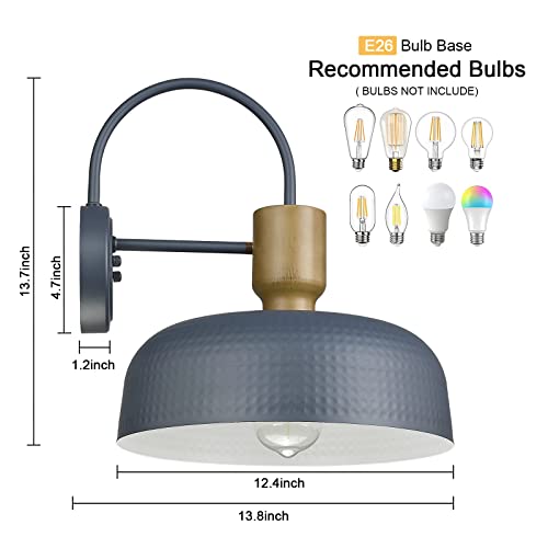 Luminzone Outdoor Barn Light Hammered Barn Light, Farmhouse Exterior Wall Mount Light Vintage Wall Lighting Fixture Industrial Sconce Lantern for Porch, Entryway, Garage, Blue, 1 Pack by Luminzone - Image 3