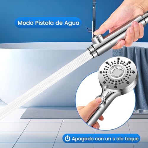 Miniatura 5 de Berssen Alcachofa De Ducha Con Filtro, 5 1 Modos De Ducha, Modo Pistola De Agua, Apagado Con Un Solo Toque Alcachofa De Ducha - G1 2