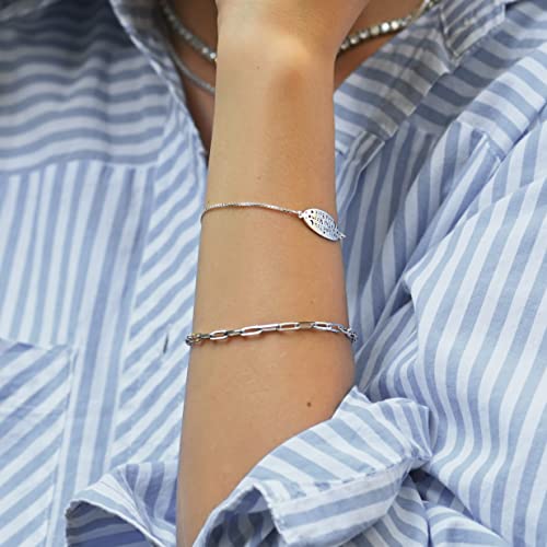 Pori Jewelers 925 Sterling Silver I Love You To The Moon And Back Inspirational Quote Adjustable Charm Bracelet - Yellow Or Silver (Silver) #TOP1