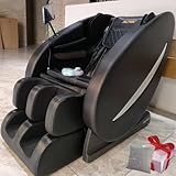 BILITOK Zero Gravity Full Body Massage Chair Recliner with Heat Therapy, Bluetooth Speaker, Air Compression Massage, Faux Leather，Foot Roller, Touch Screen, Space-Saving Design,