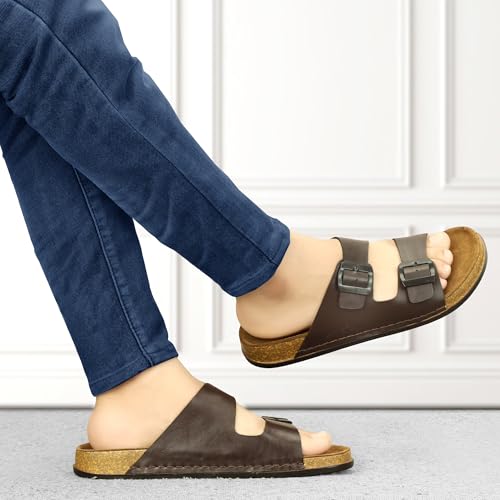 Image of Leatherful Men's premium leather slipper | Genuine Leather upper | Suede Leather Insole | PU sole | Stylish flip flop for men |