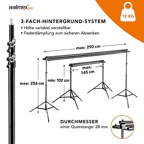 Hintergrundsystem Walimex pro für Fotografie 145-290cm
