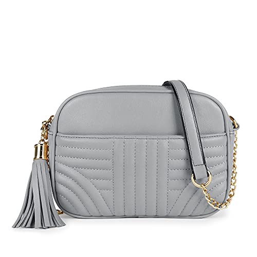 Image of EVVE Quilted Crossbody Bags for Women - Stylish Camera Bag with Tassel - Lightweight Medium Size Shoulder Purse