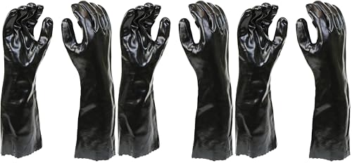West Chester 12018 Chemical Resistant PVC Coated Work Gloves - Large, Black Fully Coated Safety Gloves with 18 in. Gauntlet Cuff. Workplace Safety Wear