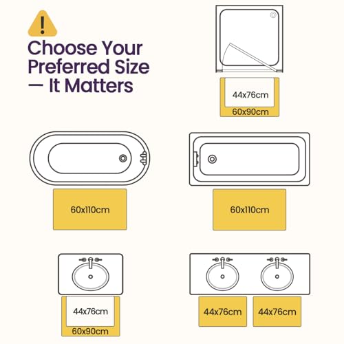 DEXI Microfibre Bath Mat 44 x 76 cm, Non-Slip Absorbent Bathroom Mats, Extra Soft Thick Absorbent Bathmat, Washable Rugs for Shower Floor, Beige