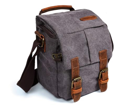 Small Vintage Canvas Leather DSLR Camera Bag