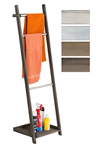 Toallero De Pie Kyoto I Toallero De Baño con 3 Barras de Metal & Estructura De Madera I Toallero En Estilo Rústico I Color:, Color:marrón Oscuro