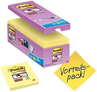 Post It 712520 Zestaw Bardzo Lepkich Karteczek, 76 x 76 mm, Wielokolorowe, Opakowanie 24 Sztuk (90 Sztuk Na Arkusz)