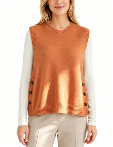 Image of Mingzhu Womens Sleeveless Sweater Tops Lightweight Button Down Vest