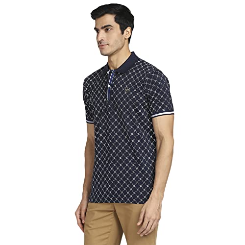 Image of Colorplus Men's Pure Cotton Print Pattern Tailored Fit Polo Neck Half Sleeve Casual T-Shirt