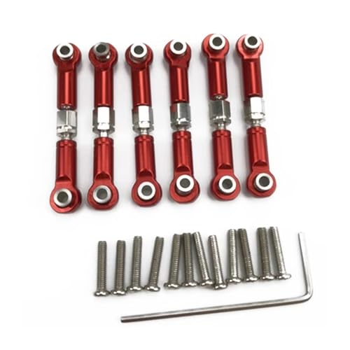 Rc Special Connecting Rod for A949 A959 A969 A979 K929 6Pcs Adjustable Metal Linkage Pull Rod Front/Rear Servo Link Red RC Car Parts Accessories Replacement Use
