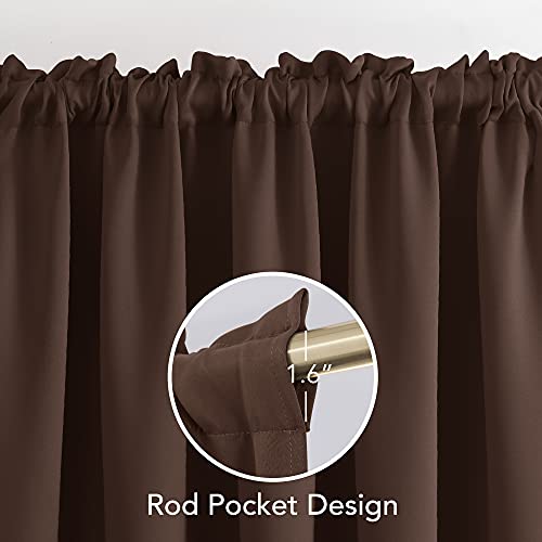 Image of Deconovo Blackout Curtains Set of 2, 5.2 Feet Long, Black Curtains for Bedroom, Thermal Insulated Window Curtains for Living Room - 52W x 63L Inch,Dark Brown Eyelet