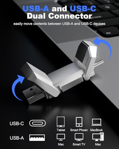 Image of Orlian 64GB External Portable SSD USB Solid State Drive, Up to 450MB /s USB 3.2 Gen 2 Solid State, Type C + USB A Dual Drive for Phone /Android Laptops /Windows /Mac, Silver