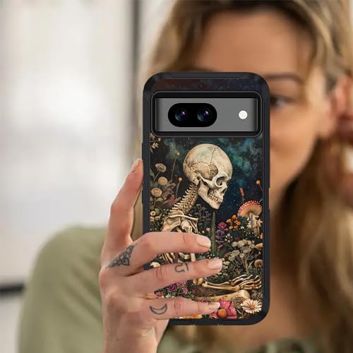 Coque Google Pixel 8a antichoc à motif tête de mort fleur - 5