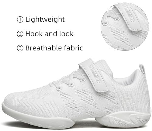 BAXINIER Girls White Cheerleading Dance Shoes Breathable Youth Cheer Competition Sneakers Athletic Training Tennis Shoes2