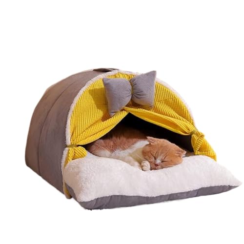 REENEW 猫 ベット 犬用ベッド ペット ベッド 猫 ベッド ドーム型 暖簾付き ペットベッド 厚手 暖かい 猫ハウス 洗える クッション付き ペットハウス おしゃれ 可愛い 小型犬ベッド 防寒保温 猫こたつ ネコ寝床 猫の家 居心地良い 犬猫兼用 寒