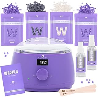 Waxxcity Waxing Kit Wax Melt Warmer with 14 oz Glitter Wax Beads