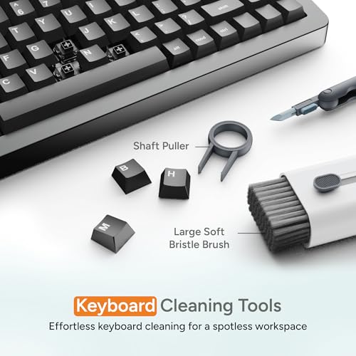 Image of Ambrane 7-in-1 Cleaning Kit | All-in-One Keyboard Cleaning Kit with Brush & Cleaner for Bluetooth, AirPods, Laptop, Tablet, Phone, iPad, Smartwatch, MacBook, Earbuds & PC Accessories (ACK-02 White)
