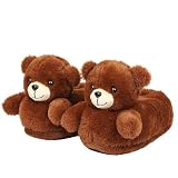 Aopuro Women Bear Animal Slippers Slip-On Memory Foam Anti-Skid House Shoes Cute Fuzzy Cartoon Christmas Gifts