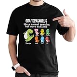 Personalized Grandpasaurus T-Shirt, Custom Grandpa Shirt with Grandkids Name Gift Fathers Day, Birthday