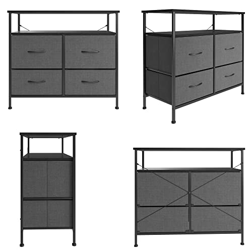 Jpnd Dresser With 4 Drawers Fabric Storage Drawer Unit, Furniture Storage Chest Tower Unit For Bedroom, Hallway, Closet, Office, Closets, Nursery Easy, Pull Fabric Bins (4 Drawers, Gray) #TOP6